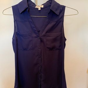 NWOT Express sleeveless portofino shirt navy blue
